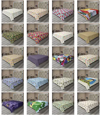 Ambesonne Colorful Motifs Flat Sheet Top Sheet Decorative Bedding 6 Sizes • £33.74
