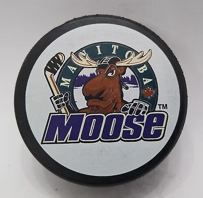 1996-97 Manitoba Moose 1st Year Season IHL Hockey GAME PUCK CR2 Ufer Sig • $9.99