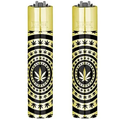 CLIPPER Metal Lighter   LEAVES PATTERN GOLD DESIGN  With  FREE Gift Case Tin X 1 • £16.49