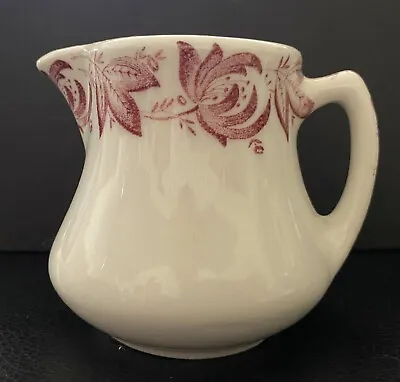 Vintage Sterling Vitrified Pitcher Maroon Leaves Restauraunt China • $12