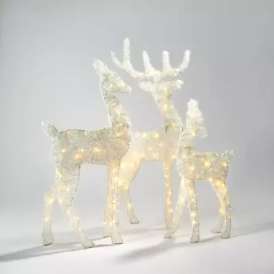2V Solar Powered 3 Piece Outdoor Christmas Light Up Reindeer Family Decor. • $43.90