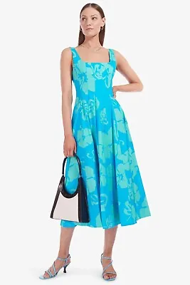 $249 • Buy NWT NIP STAUD WELLS DRESS IN BLUE HIBISCUS 4 $285  In The Original Dress Sheath!