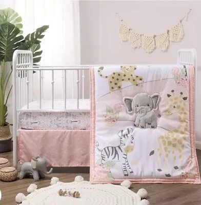 NWT Wildest Dreams 3 Piece Baby Girl Microfiber Crib Bedding Set The Peanutshell • $44