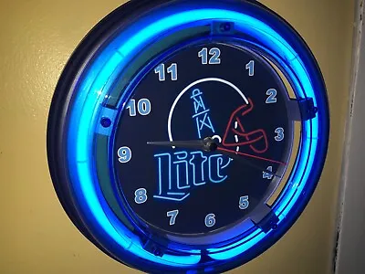 Houston Oilers Miller Lite Throwback Football Bar Man Cave Neon Wall Clock Sign • $99.99