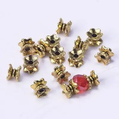 50pcs 7x4mm Antique Gold Loose Metal Spacer Beads Caps Lot For Jewelry Making • $2.99