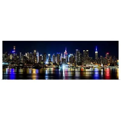 Manhattan Panoramic View At Night Poster Art Print New York City Home Decor • $34.99