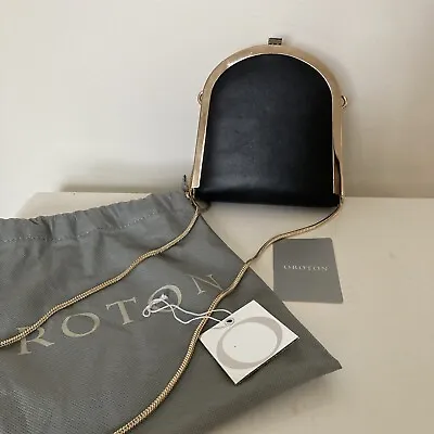 $90 • Buy OROTON SCENT MINI Black Leather Shoulder Crossbody Chain Purse Designer Bag