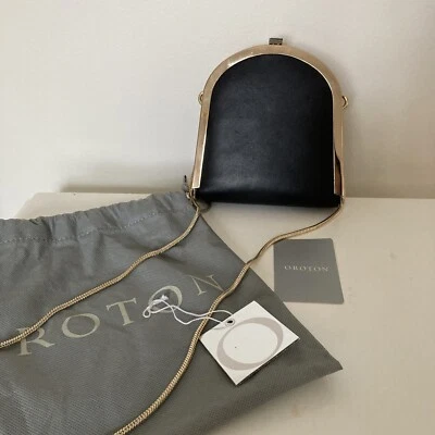 $90 • Buy OROTON SCENT MINI Black Leather Shoulder Crossbody Chain Purse Designer Bag