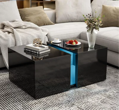 $144.49 • Buy Modern High Gloss Coffee Table With 16 Colors LED Lights And Retractable Acrylic