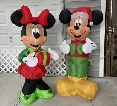 Lot 2 Christmas Disney Mickey Minnie Mouse 5’ Ft Inflatable Yard Decor Blow Up • $79.77