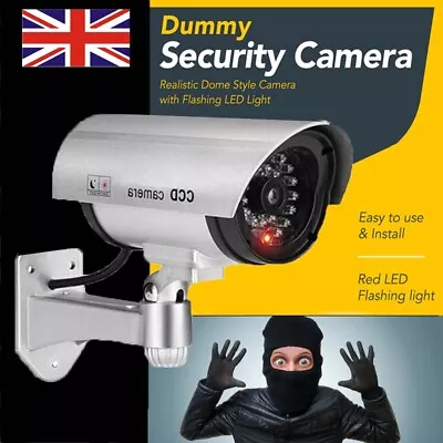 Dummy Camera CCTV Security Surveillance Cam Fake LED Flashing Indoor/Outdoor • £7.49