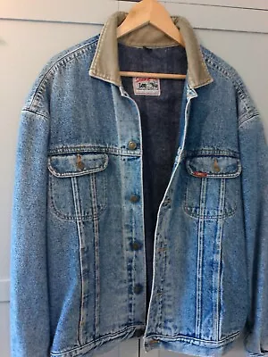 Mens Lee Storm Rider Denim Jacket  Blanket Lined Xl /44/46   Superb Patina !! • £30