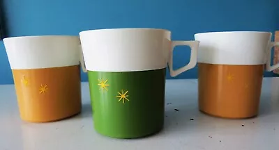 Set Of 3 MCM Retro Starburst Insulated Mugs • $12.99