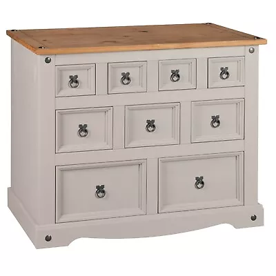 Corona Grey Merchant 4+3+2 Drawer Chest Of Drawers Mexican Solid Pine Rustic • £119.99