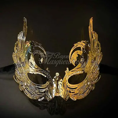 Luxury Metal Mardi Gras Venetian Masquerade Mask For Women M7166 [Gold] • $19.95