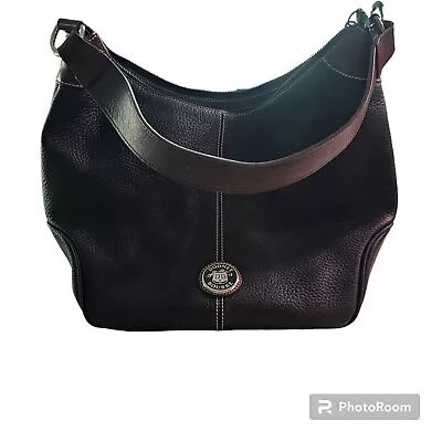 Dooney And Bourke Vintage Black And Brown Pebble Leather Large Hobo Handbag • $60