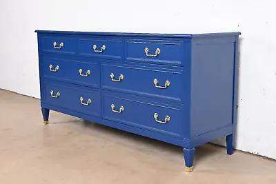 Kindel Furniture French Regency Louis XVI Blue Lacquered Dresser Refinished • $3595