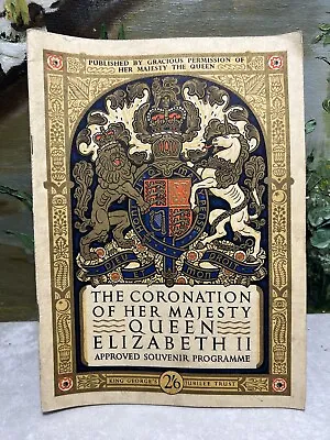Vintage Coronation Of Her Majesty Queen Elizabeth Ii Approved Souvenir Programme • £1.89