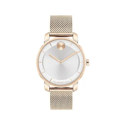 Movado Bold 3600924 Swiss Women's Watch Mesh Rose Gold Tone Box Tags & Papers • $277