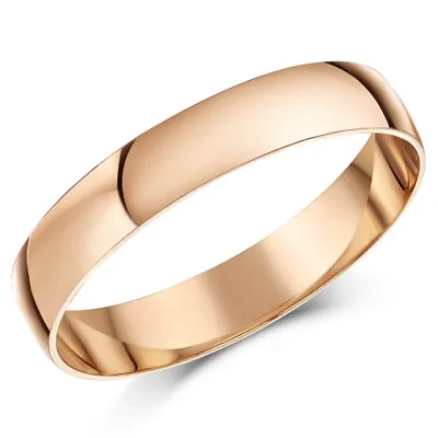 9ct Rose Gold Ring D Shaped Men's Women's Solid & Hallmarked Wedding Ring Band  • £96.45