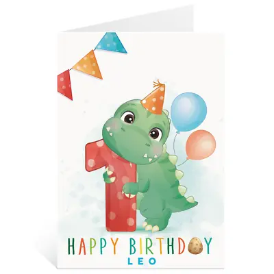 Personalised 1st Birthday 4 Greetings Card Dinosaurs 1 Year Old Funny • £2.49
