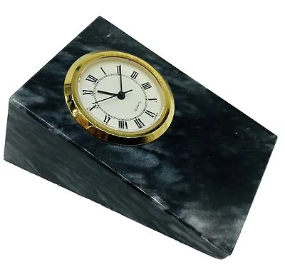 Solid Marble Stone Mantle Desk Clock Quartz Japan Geometric Triangular Prism 3” • $23.89