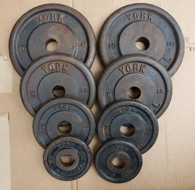 York Barbell Pairs Of 10 5 2.5 1.25 Lb Standard Barbell Weights - Vtg Rare • $129.99