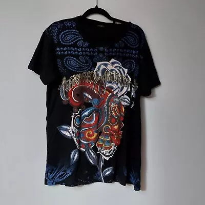 Christian Audigier Gothic Skull Y2k Ed Hardy  T-SHIRT SIZE L • £29.99