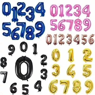 30  Giant Foil Numbers Balloons 1st/16/18/21st/30/40/50/60th Age Happy Birthday • £3.45