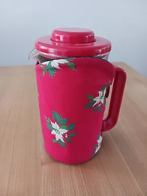 Cafetiere Cosy Coffee Pot Cosy  Cosy Handmade Poinsettia Christmas Red • £4.50