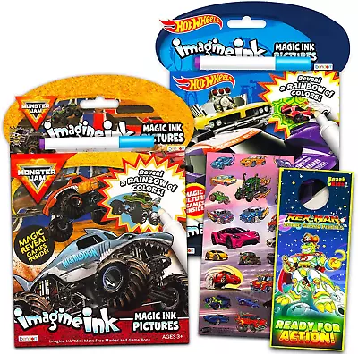 Monster Jam And Hot Wheels Magic Ink Coloring Book Set Kids Toddlers - Bundle Wi • $16.18