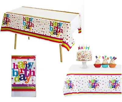 £3.15 • Buy Happy Birthday Table Cover Reusable Plastic Cloths Party Decorations Rectangle