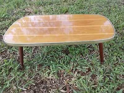 Mid Century Modern Mixed Wood Irregular Small Side Table Striped • $179