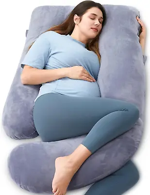 $60.07 • Buy Pregnancy Pillows For Sleeping, U Shaped Full Body With Removable Cover (Grey)