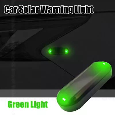 Car Solar Green LED Flash Light Anti-theft Safety Warning Lamp Bulb Accessories • £2.70