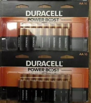 2 Duracell Power Boost AA 16Packs 32 Total Batteries NEW 14 Year Shelf Life  • $20