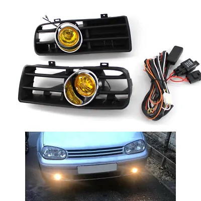 Front Bumper Grill Yellow Fog Light Grille For VW Golf MK4 1997-2003 1J0853666B • $55.16