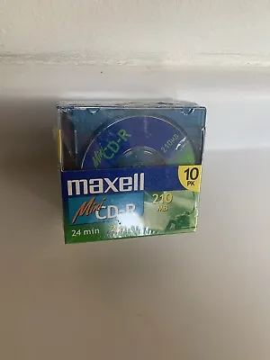 Maxell 10 PK Mini CD-R 3  Recordable 24 Min 210 MB Blank Compact Discs NEW • $16.99