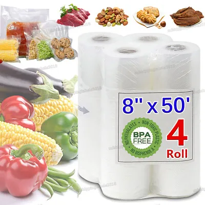 $34.90 • Buy 8 X50' Vacuum Sealer Bags Embossed Food Saver Magic Seal Storage 4 Mil BPA Free