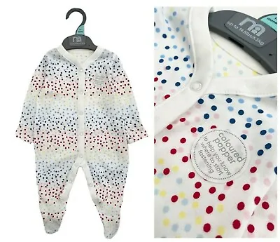 £4.50 • Buy MOTHERCARE Baby Girls Sleepsuit Rainbow Spotty Cotton Baby Grow Nightwear BNWT