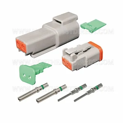 2 Pin Deutsch DT DT04-2S DT06-2S Waterproof Connector Kit - Solid Green Band Pin • $6.99