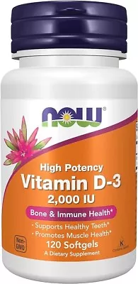 Now Supplements Vitamin D-3 2000 IU 120 Softgels Free Shipping • $6.60