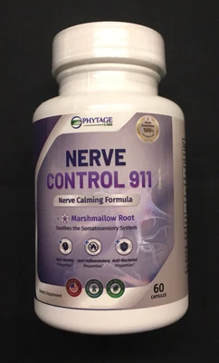 $54.50 • Buy NERVE CONTROL 911 ANTI-ANXIETY PAIN ANTI-INFLAMMATORY, ANTI-BACTERIAL 60 Capsule