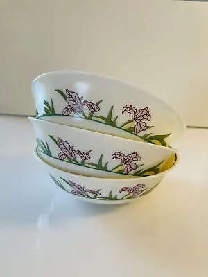 Set Of 3 Arcopal Milk Glass Cereal Bowls Each Is Numbered 7936 Rare Iris Desig • $15