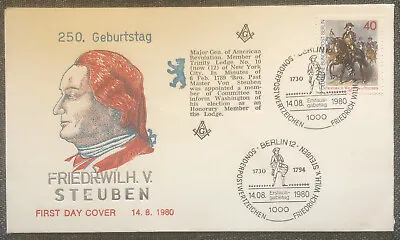 £4.99 • Buy FDC Special Stamp Cover Masons Masonic Germany 1980 Frieda-Wilh V Steuben