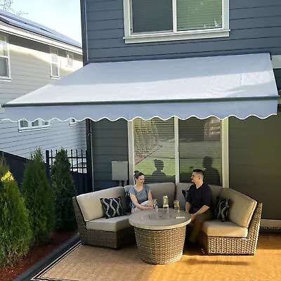 ALEKO Motorized Retractable Home Patio 16 X 10 Ft Awning Silver Gray Canopy • $584.10