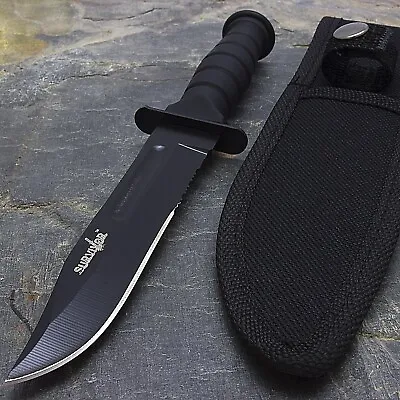 7.5  MILITARY TACTICAL COMBAT KNIFE W/ SHEATH Survival HUNTING Bowie Fixed Blade • $0.01