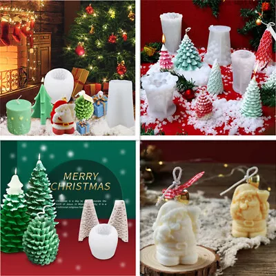 3D Silicone Candle Mold Charistmas Tree Santa Claus DIY Soap Aromatherapy Making • £5.26