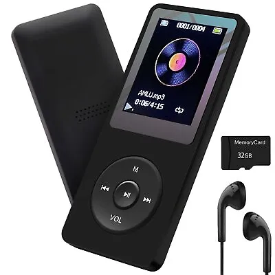 MP3 Player 32GB With Speaker Earphone Portable HiFi Lossless Sound MP3 Mini M • $26.06