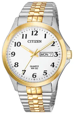 Citizen Men's Quartz Date Gold Silver Stainless Steel Watch  38mm BF5004-93A • $43.99